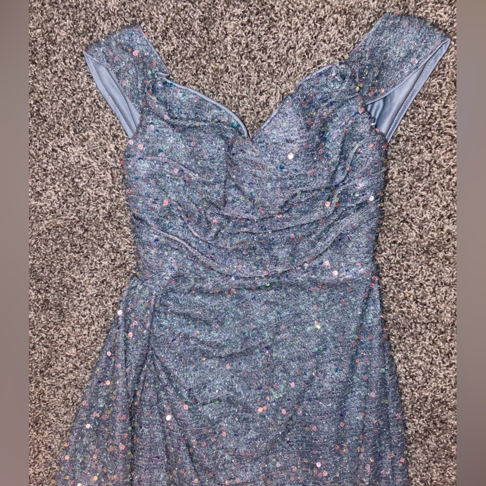 xs grey bluish shiny dress😍